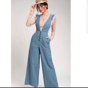 Lulus light wash overall jumpsuit